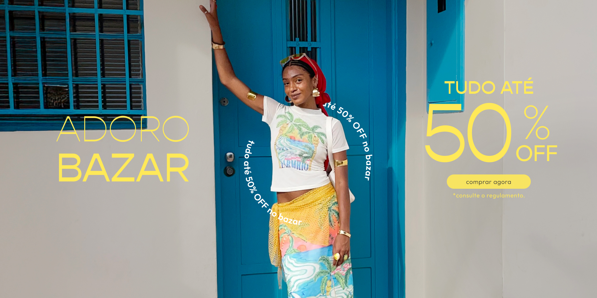 [04/03] [banner tv bazar] adoro bazar FARM Rio: vestidos estampados, lisos FARM, saias e muito mais roupas com desconto. tudo com até 50% OFF aqui, vem! 