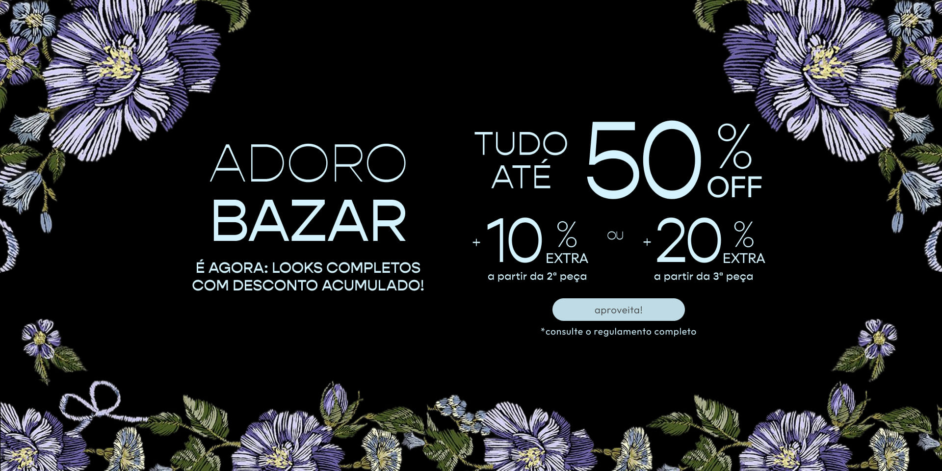 [farm rio] [banner tv bazar] adoro bazar FARM Rio tudo até 50%+20% EXTRA. desconto + desconto, leva agora!