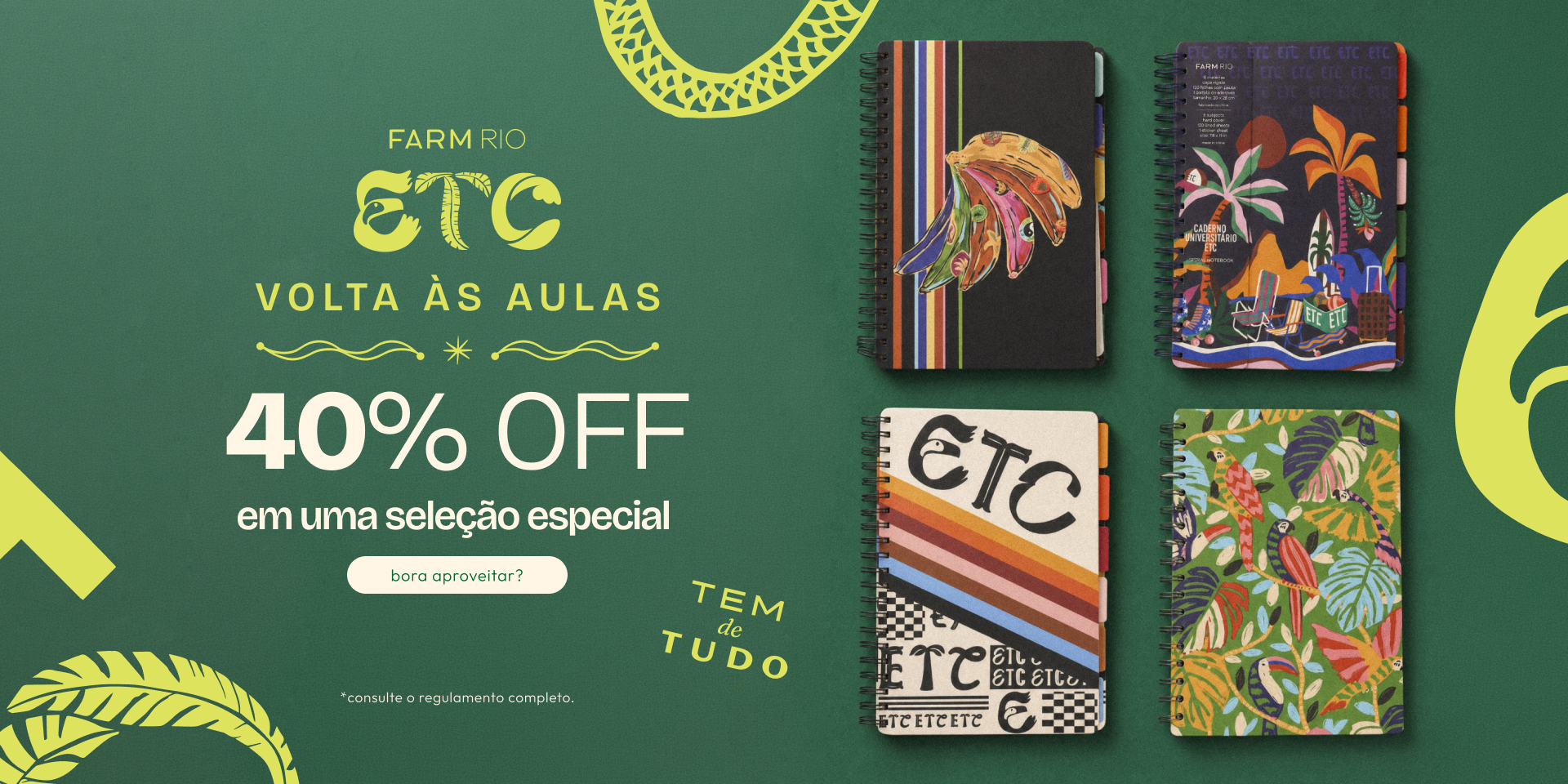 [farm rio] [banner tv promo papelaria etc] promoção itens volta às aulas FARM Etc: 40%OFF pra levar tudo com desconto!