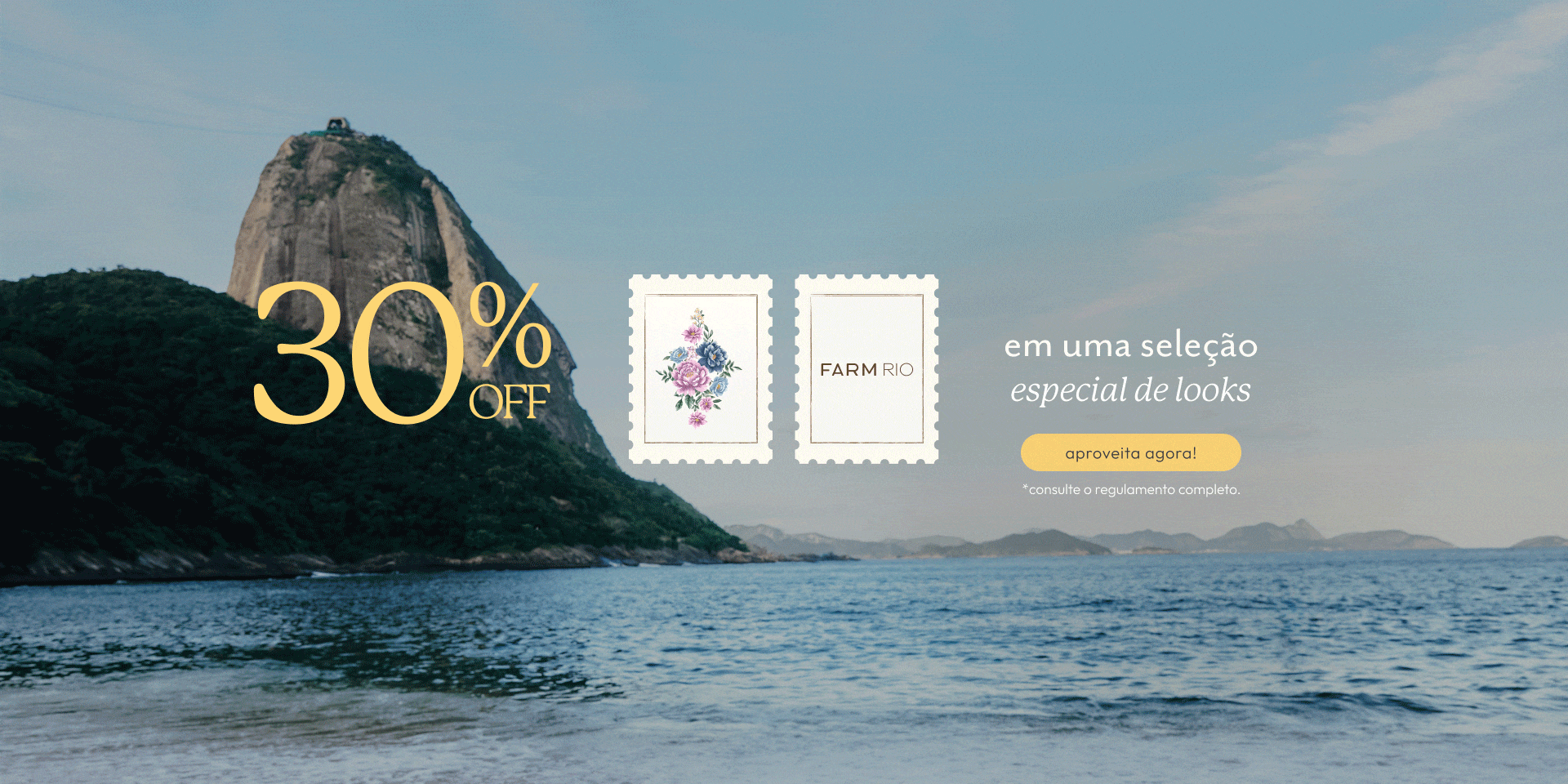 [farm rio] [banner tv 30%] seleção especial de looks FARM Rio com 30%OFF. leva agora!