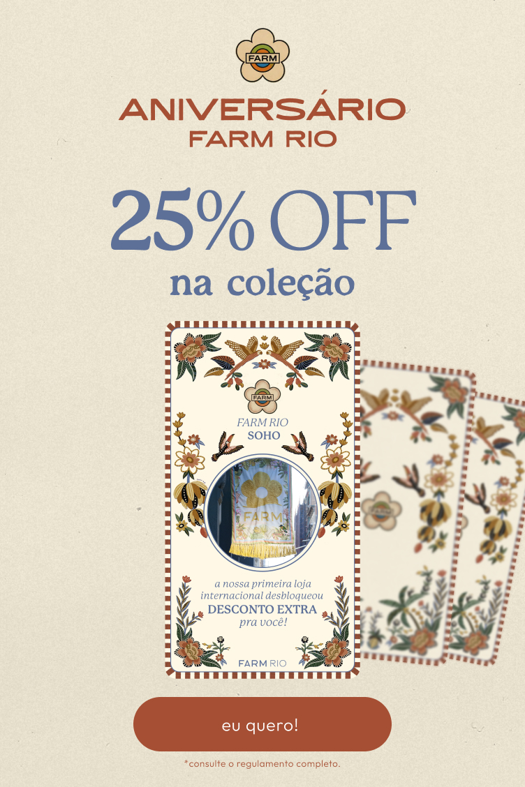 [farm rio] mídia kit 25% em coleção aniversário farm