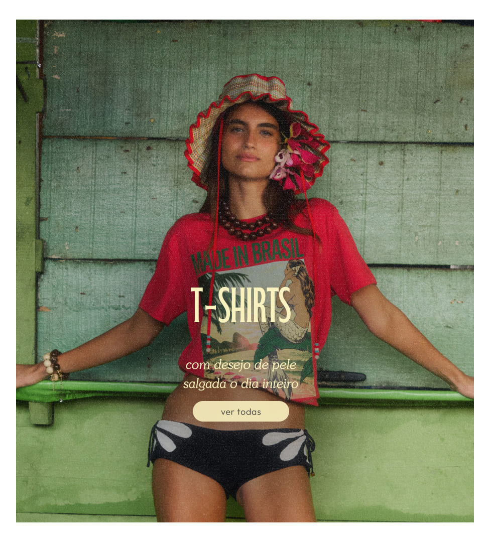 [LP FARM Rio - alto verão 27] [banner duplo t-shirts] t-shirt FARM vermelha estampada. leva a sua!