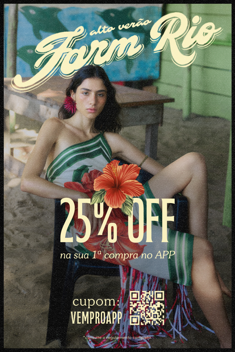 [farm rio] mídia kit baixe o app 25%off