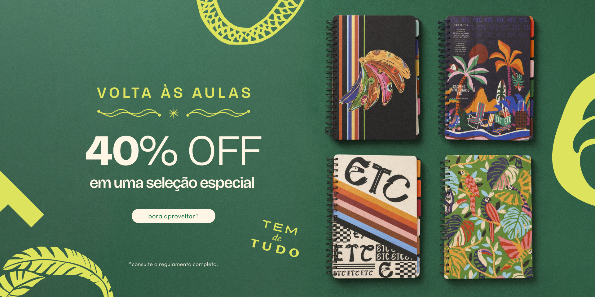 [farm rio] [banner tv promo papelaria etc] promoção itens volta às aulas FARM Etc: 40%OFF pra levar tudo com desconto!