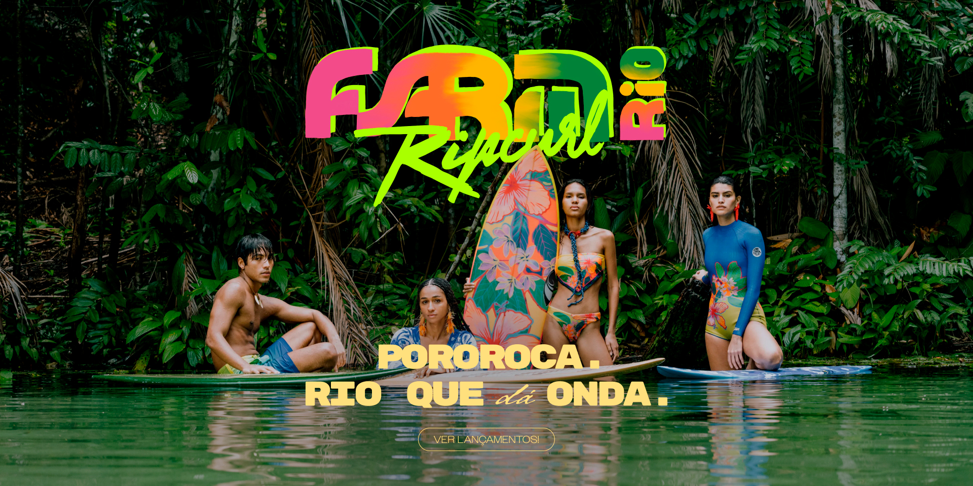 [farm etc] [banner rip curl] parceria de roupas e acessórios FARM Rio + Rip Curl. conheça!