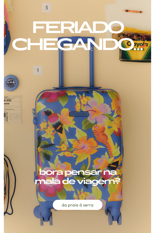 [farm etc] [carrossel viagem] mala estampada de rodinhas FARM Etc pra viajar. compre agora