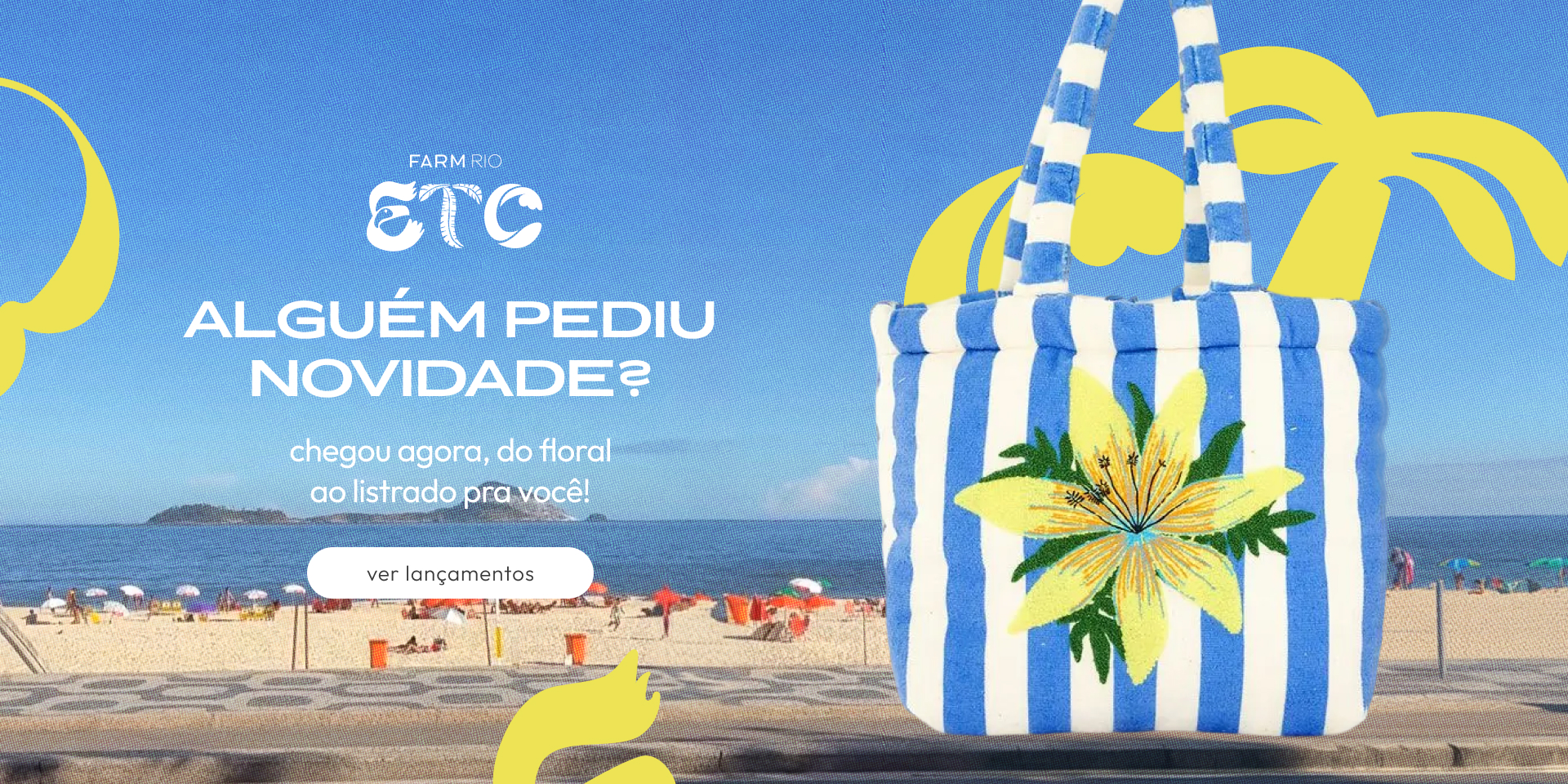[farm rio] [banner novidades etc] lançamento: bolsa de praia listra floral FARM Etc. leva agora